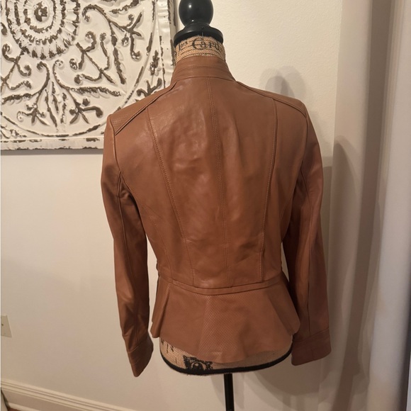 Women's Caramel Brown Leather Jacket - Picture 2 of 8